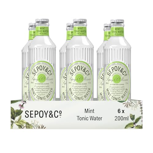 Image of SEPOY & CO. Mint Tonic Water, Premium G&T Mixer, Flavoured Tonic Water, Low Cal, Sparkling, Pack of 6 X 200ml