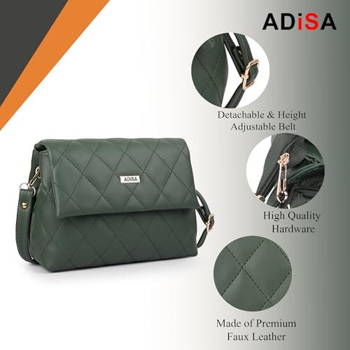 Image of ADISA Women's Girls Quilted Cross Body Sling Bag with Height Adjustable Belt (SL5169)