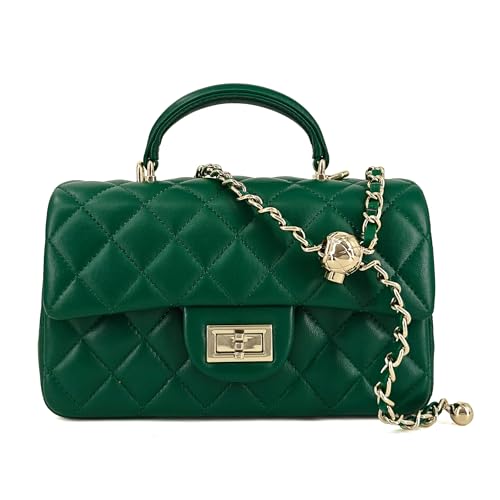 M-ioi-M Small Quilted Lambskin Evening Crossbody Bag with Top Handle