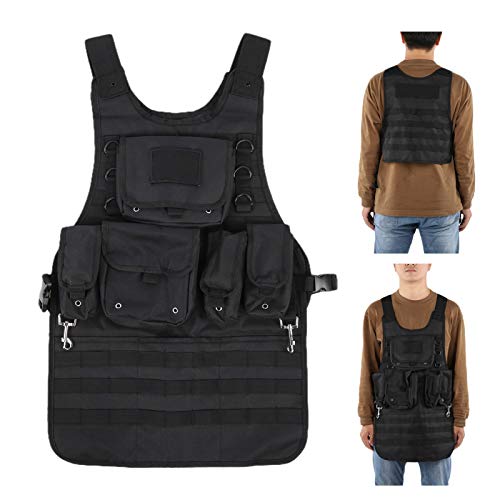 POCREATION Avental de ferramenta de armazenamento, conveniente preto ajustável com gancho removível