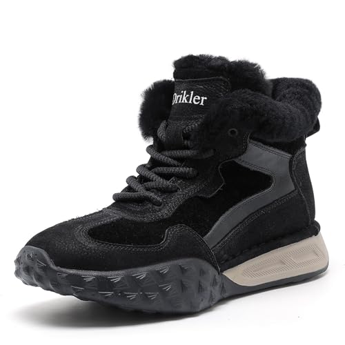 Image of Drikler Womens Winter Snow Boots Ladies Warm Fur Lined Ankle Boots Comfortable Outdoor Shoes Flat Sneakers for Women