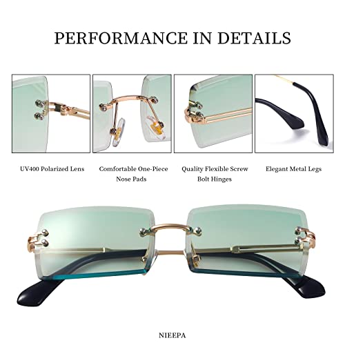 Image of Stylish Small Rectangle Sunglasses Women Men Tinted Frameless Eyewear Ultralight Candy Color Ocean Sun Glasses Shades NP1034