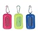 TIVUNORON Kühlendes Handtuch, 3 Stück Kühlhandtuch Cooling Towel, Kühlende Handtücher, Mikrofaser Kühltücher Hals mit Tragbaren Silikonhüllen, Blau, Grün, Rose
