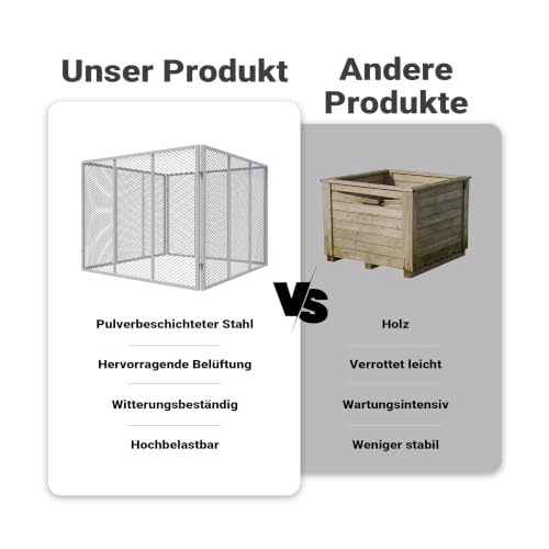Foto von Wiltec Komposter 100 x 100 x 80 cm, Gartenkomposter aus Metallgitter, Kompostbehälter für 800 Liter Kompost, Biokomposter für Bioabfall