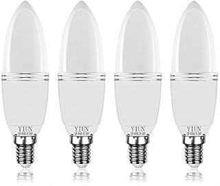 Yiun E14 LED Candle Bulbs,12W LED Candelabra Light Bulbs 100 Watt Equivalent, 1200lm, Daylight White 6000K LED Chandelier Bulbs, CRI>80+, Decorative Candle Base E14, Non-Dimmable LED Lamp, Pack of 4