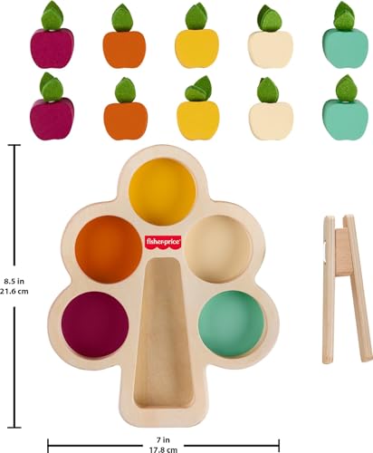 Image of Fisher-Price Wood Montessori Sorting Tree Learning Activity, Ages 3+ Years | Wooden Puzzle + Expert Play Tips, American Montessori Society Seal of Excellence, Preschool Kids (Amazon Exclusive)
