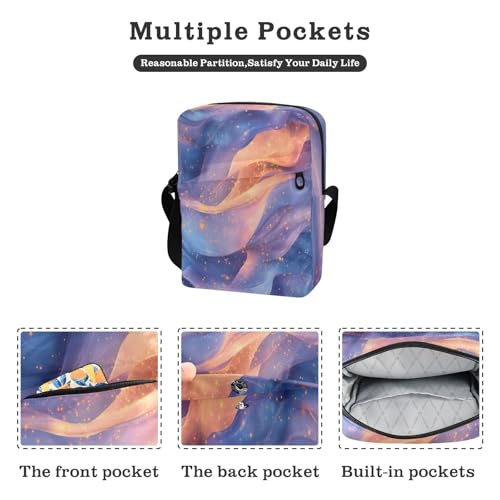 messenger bag cute crossbody bag Lady Shoulder Handbags Adjustable Strap for School School- Delicate Peach Blue Purple2