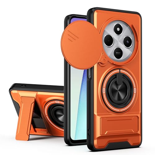 HAONANDE �X�}�z�P�[�X �Ή� Xiaomi Poco C75/Poco M7 5G �����O�t���X�^���h ���C�z�� �X���C�h���J�����J�o�[ �~���^���[�ϏՌ��P�[�X compatible with MagSafe ���C�����X�[�d �I�����W