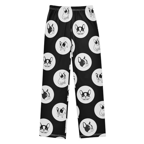 Boys' Pants Dog Breed French Bulldog Polka Dot Long Bottoms Jogger Pants Elastic Waist Trousers with Pockets S-XL