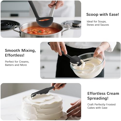 image for Coukre Silicone Kitchen Cooking Utensils Set with Holder – Heat-Resi