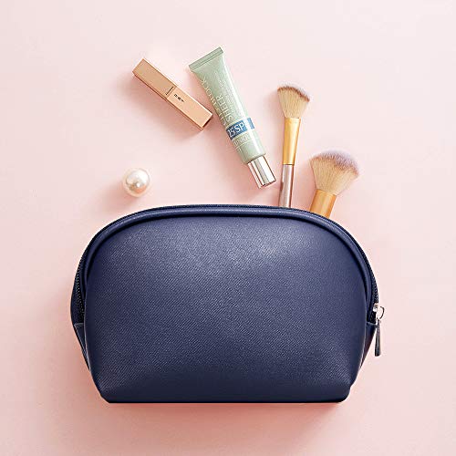 Image of MINISO Simple Semicircle Cosmetic Bag Portable Makeup Pouch for Women Multifunctional Travel Storage Toiletry Bag, Dark Blue