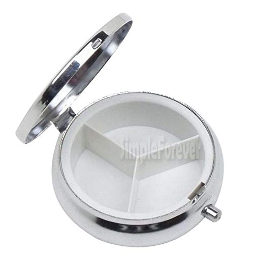 Diameter 5cm DIY Medicine Metal Organizer Container Silver Color Pill Box Blank Box