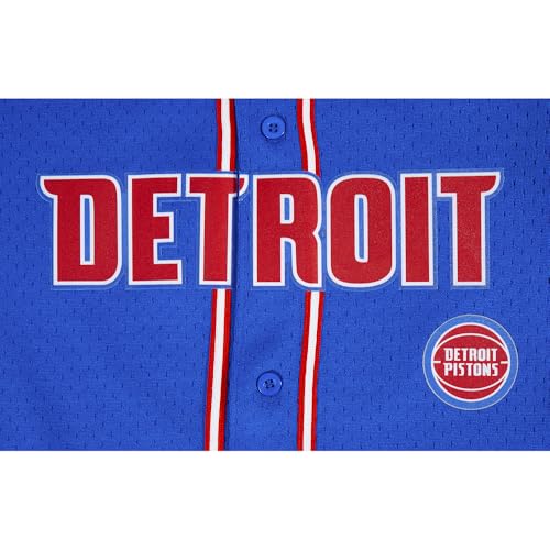 Pro Standard Big Boys NBA Detroit Pistons MESH Button Down MESH TOP Royal Blue/RED S by Pro Standard - Image 5