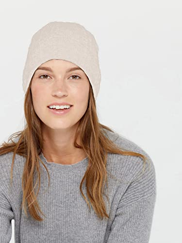State Cashmere Cable Knit Cuffed Beanie - Soft Unisex Hat Made With 100% Pure Inner Mongolian Cashmere - Ultra Warm Winter Accessories - (Undyed White, One Size) #TOP1
