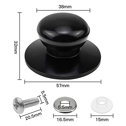 SRunDe 4pack Pot Lid Knobs Universal Pot Lid Cover Knob Replacement Kitchen Pot Lid Handle Knob Bakelite Replacement Knob Pot Lid Cover Knob Handle Holding for Pan Pot Lids Black Anti-Scalding 2 Gallery Image