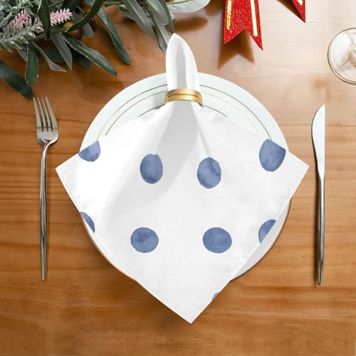 Set de 6 Servilletas de Tela Azul Marino con Lunares miniatura 3