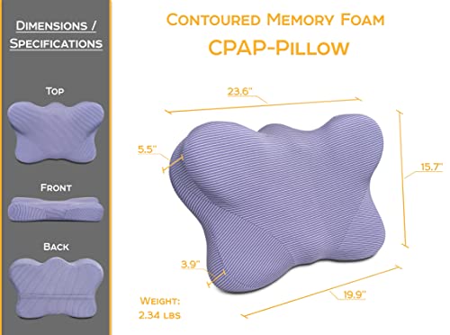 Cpap Pillows For Side Sleepers - Contoured Memory Foam Cpap Pillow With Washable Cover Reduces Mask Pressure, Air Leaks - Cpap Pillows For Sleeping Restfully, Cpap Compliance - Blue #TOP2