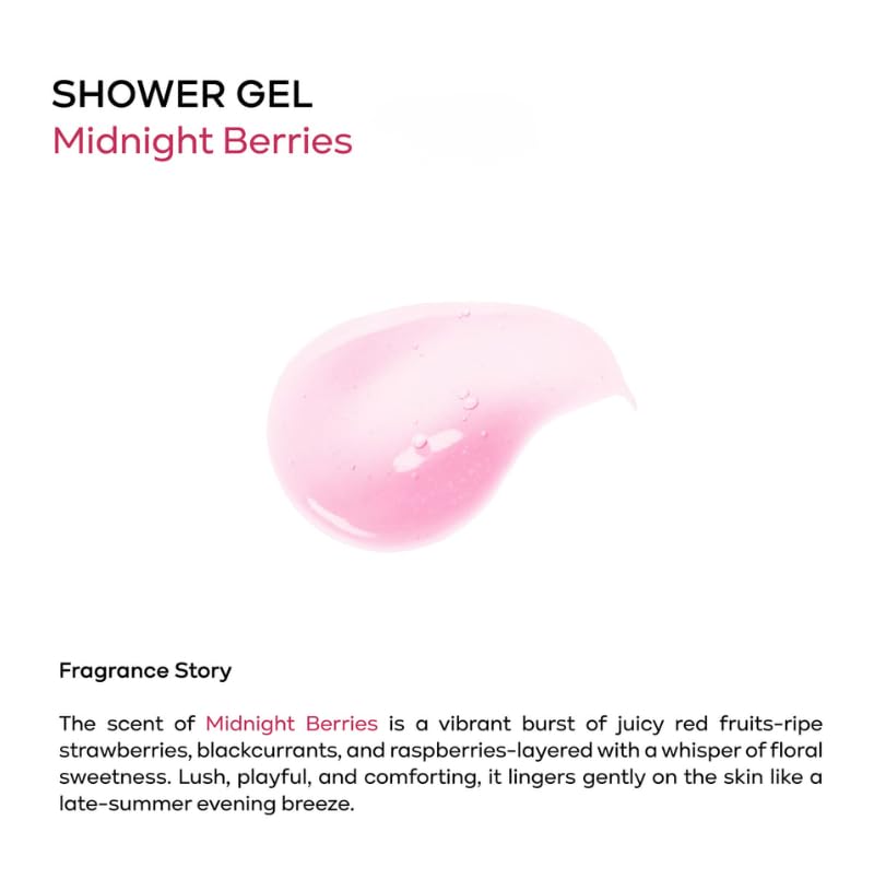 Image of Kronokare Midnight Berries Shower Gel - 30 ml | Deep Cleansing & Hydrating Body Wash | Fruity Berry Fragrance | Moisturizing, Gentle on Skin | For All Skin Types