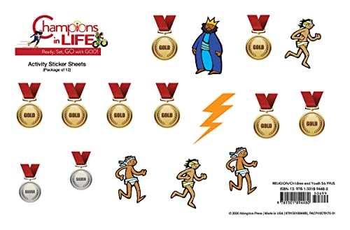 Vacation Bible School (Vbs) 2020 Champions in Life Activity Stickers Sheets (Pkg of 12): Ready, Set, Go with God! image 2