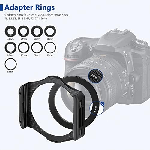 Neewer 24 PCS Square Filter Kit, Resin ND Filter Graduated Full Color Filter Set Compatible with Cokin M (P) Series with Adapter Rings (4982mm) Filter Holder Lens Cleaning Pen for DSLR Cameras