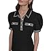 KARL LAGERFELD Paris Women's Sportswear Polo, Black, X-Large