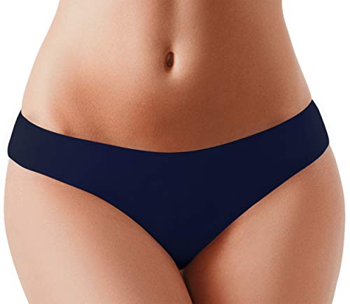 BUBBLELIME XS-XXL Sport Tanga Höschen Frauen Low Rise Sexy G-String No Show Bonded Atmungsaktive Unterwäsche (6er-Pack & 3er-Pack & 1 Pack), 1 Packung Darknavy_Bonded, Large Cover