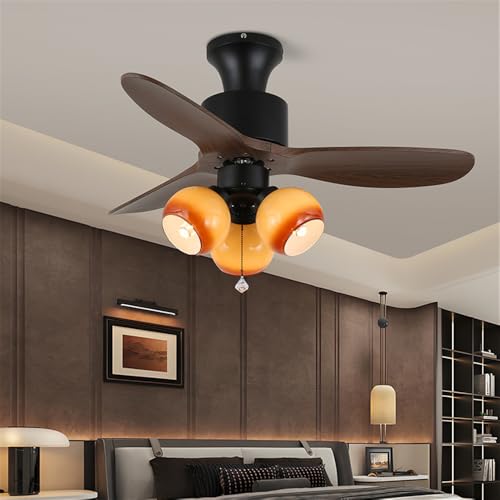 Image of European LED Ceiling Fans with Lamps American Vintage Art Living Room Restaurant Bedroom Study Villa Hotel Cafe Clothing Store Remote Fan Light (Style 20)