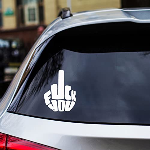 GRITKULTURE Big Fuck You Funny Meme Decal Large Vinyl Sticker for Cars, Trucks, Windows Middle Finger