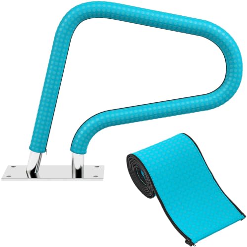 Pool Handrail Cover for Inground Pool Heat Resistant Pool Rail Covers with Anti-Slip Silicone Grips for Swimming Pool Ladder Stairs Handle Sleeve Non Slip Zippered Cool Touch Pool Railing Covers 6FT