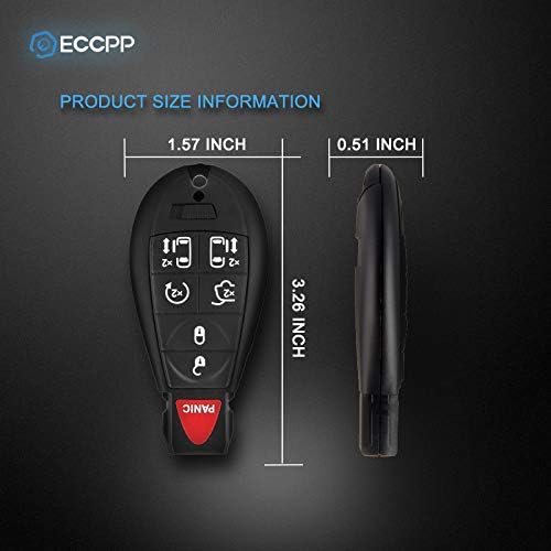 ECCPP 7 Buttons Uncut 433MHz Keyless Entry Remote Key Fob Replacement for Dodge for Grand for Caravan for Chrysler Town & Country for VW Routa 05026198AD (Pack of 1)