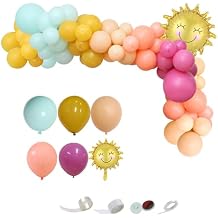 Balloon Garland Arch Kit,108 pcs Macaroon Blue Pink Balloon with Sun Foil Balloons Combination for Birthday Baby Shower Wedding Celebration Home Party