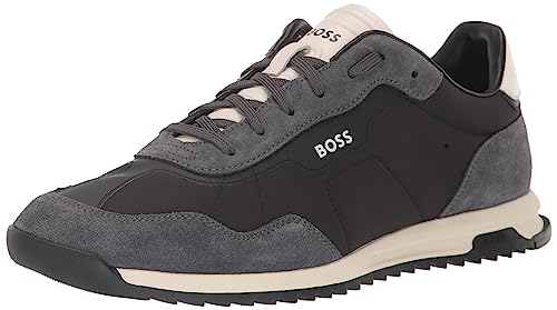 Image of BOSS Men's Zayn Low Profile Suede Leather Two Tone Sneaker