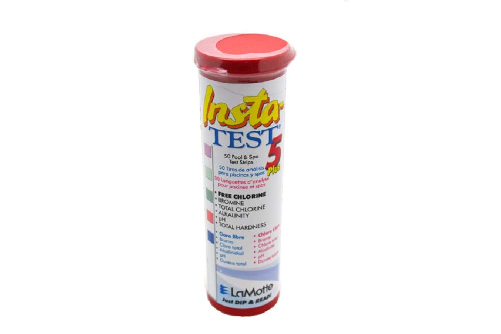LaMotte Insta Bandelettes de Test 5 Voies pour Piscine et Jacuzzi sans Chlore ou Brome, pH, Chlore Total, alcalinité Totale et dureté Totale – 50 x 3
