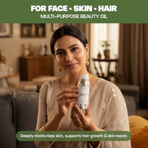 Image of VedaOils Pomegranate Seed Oil 100ml | 100% Pure Cold-Pressed Pomegranate Oil for Face, Hair & Skin | Brightens Skin, Moisturizes, Supports Hair Growth & Anti-Aging Care