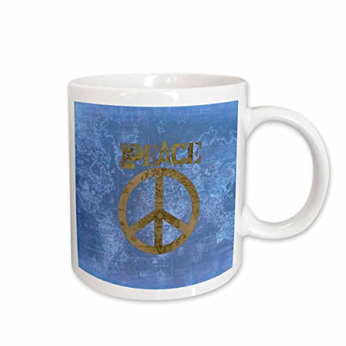 3dRose Blue World Peace Map Sign- Inspirational Art 15oz Mug