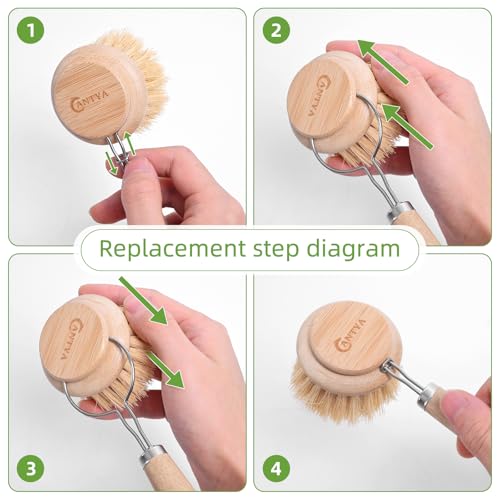 Image of Bamboo Scrub Brush with Handle - Soft Bristles, Non Toxic Dish Brush, Compostable & Biodegradable, Bamboo Dish Scrubber for Cookware, Bowls and Plates, Non-Stick Pans