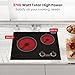 GASLAND Apartment Electric Cooktop 2 Burners, 21 Inch Built in Radiant Electric Stove Top, UL Certified, 3700W Ceramic Electric Stove, 9 Heating Levels, Knobs Control, Instant Heating Up, 240V