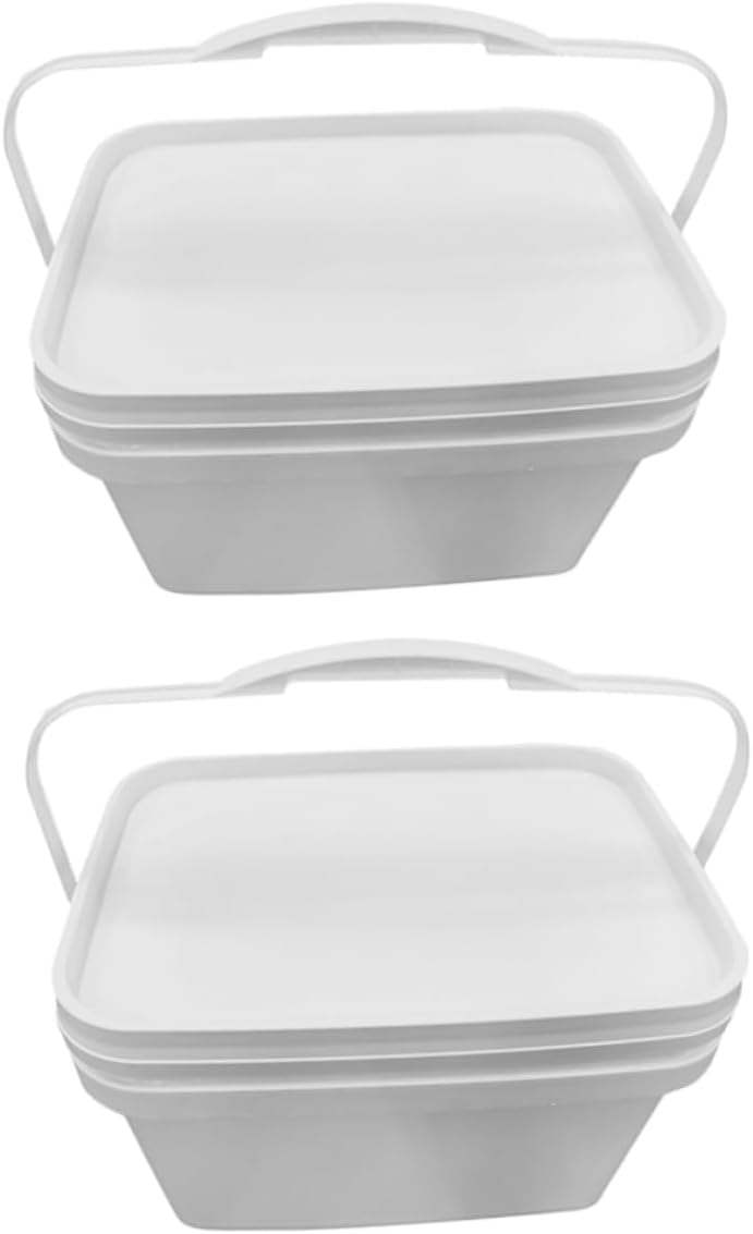 CHILDWEET 2pcs Plastic Paint Storage Bucket Lid Paint Container Diy Buckets Pail Handle