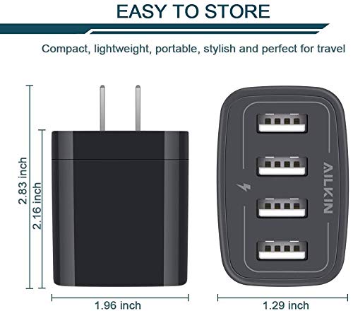 USB Wall Charger, 2-Pack AILKIN 4.8A 4-Port USB Plug Cube Brick Charging Box Wall Charger Plug, Charging Block for iPhone 17 16 15 14 13 Pro Max 12 11Pro Max/XR Plus, Samsung Galaxy S23 S22 S21 by AILKIN - Image 2