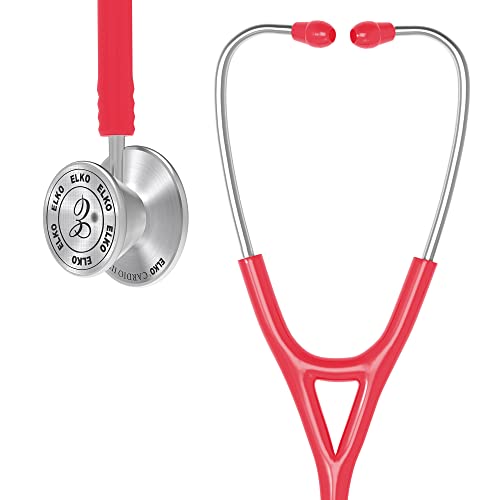 Image of ELKO EL-060 CARDIO III SS Stainless Steel Acoustic Stethoscope | Two-Way PVC Tubing | Double Sided Chestpiece For Adult & Pediatric Patient | Doctors & Medical Students (Pink)
