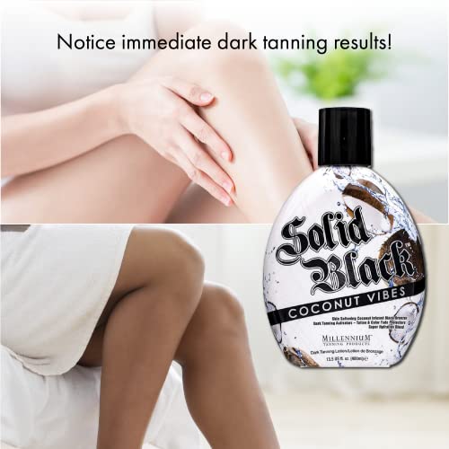 Millennium Tanning Solid Black Coconut Vibes - Indoor & Outdoor Tanning Lotion (13.5 Ounces) #TOP3