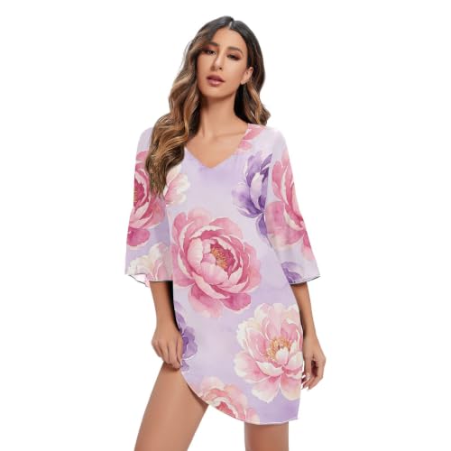 Robe mousseline de soie col V fluide pour dissimuler les rondeurs avec élégance