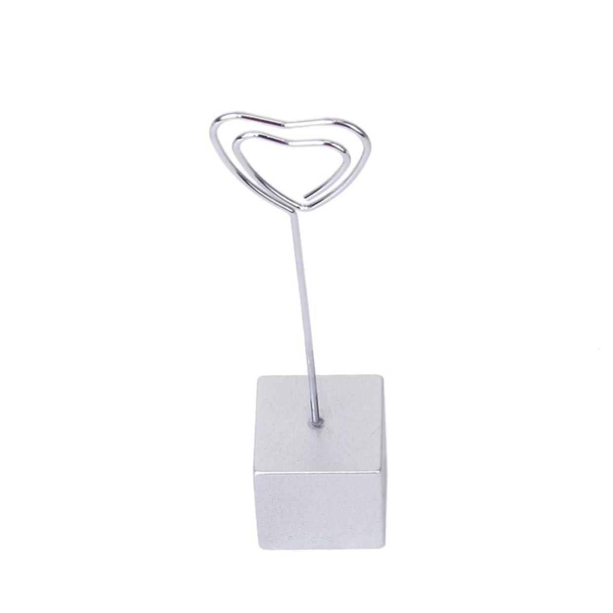 VINTORKY Heart Shaped Memo Clip Holder Cube Base Photo Card Stand for Weddings Parties and Office Use Stylish Picture Display with Wire Clip