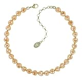 Kette mit Glasperlen Konplott Kette Merry Go Round beige antik Messing Halskette