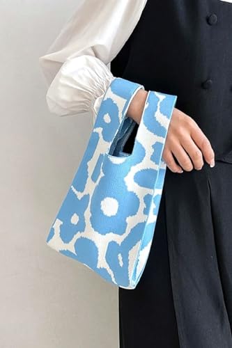 Image of Street27 Japanese Style Wrist Handbag for Women Knitted Handbag With Bow Decor Aesthetic Crochet Knit Tote Bag suitable for daily use, Shopping, Travel, Gift