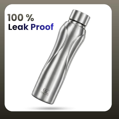 Image of Omichef blaze Stainless Steel Fridge Water Bottle | Best For Home /Office /School /Gym | BPA Free | Leak Proof | Capacity 1000 ML (Pack of 2)