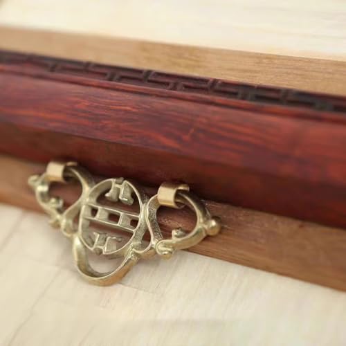 Image of Tiazza 2Pcs Chinese Style Vintage Brass Picture Frame Hook Hanger Decorative Painting Mirror Hanger (Brass)