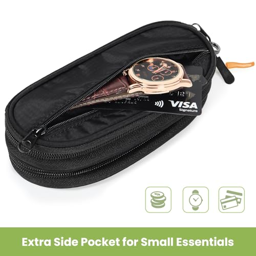 Image of Double Eyeglasses Case Soft Portable Zipper Sunglasses Pouch with Keychain Clip for Men Women