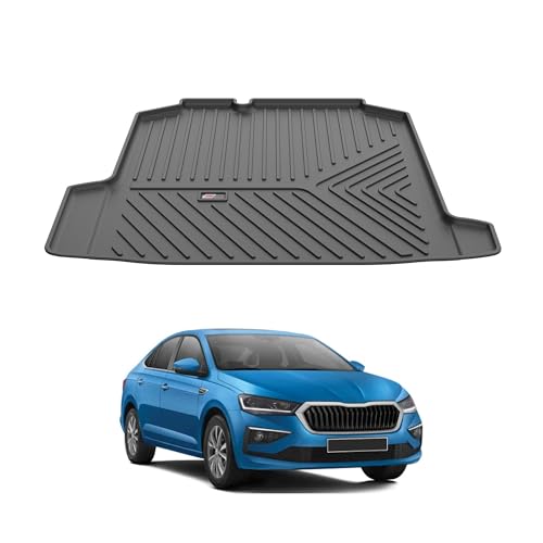 Image of GFX TPV Universal Car Trunk Mat Black | Premium Non-Slip Trunk Mats Compatible with Skoda Slavia (2022 -Onwards)| Anti-Tear, All-Weather, Waterproof & Durable Car Mat for Long-Lasting Protection