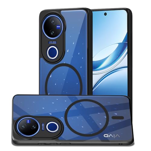 Image of AESTMO Vivo V50 5G / V50e 5G Back Cover | 360 Protection | Crystal Clear Hard Back Transparent | Compatible with MagSafe Accessories for Vivo V50 5G / V50e 5G (PC+TPU, Black Bumper)